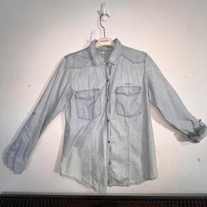 Pepe Jeans London Women's Light Blue Denim Shirt M Long Sleeve Western 100% Cott